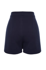 Navy Blue Pocket Detailed Mini Woven Shorts Skirt Twoss24sr00048