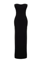 Black Glitter Stone Long Night Evening Dress Tprss24ae00012