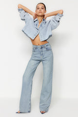 Dark Blue High Waist Wide Leg Jeans Twoss24je00022