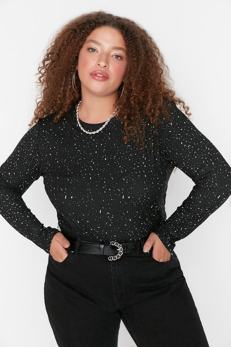 Black Knitted Blouse Tbbaw23af00016