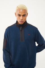 Men's Navy Blue Half Zipper Soft Textured Sweatshirt 1550 Tb23ml11w1550-1