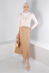 Women's Brown (camel) Belted Skirt T 60335 23ketktr60335