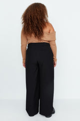 Black Double Button Asymmetric Patched Woven Pants Tbbaw23ar00038