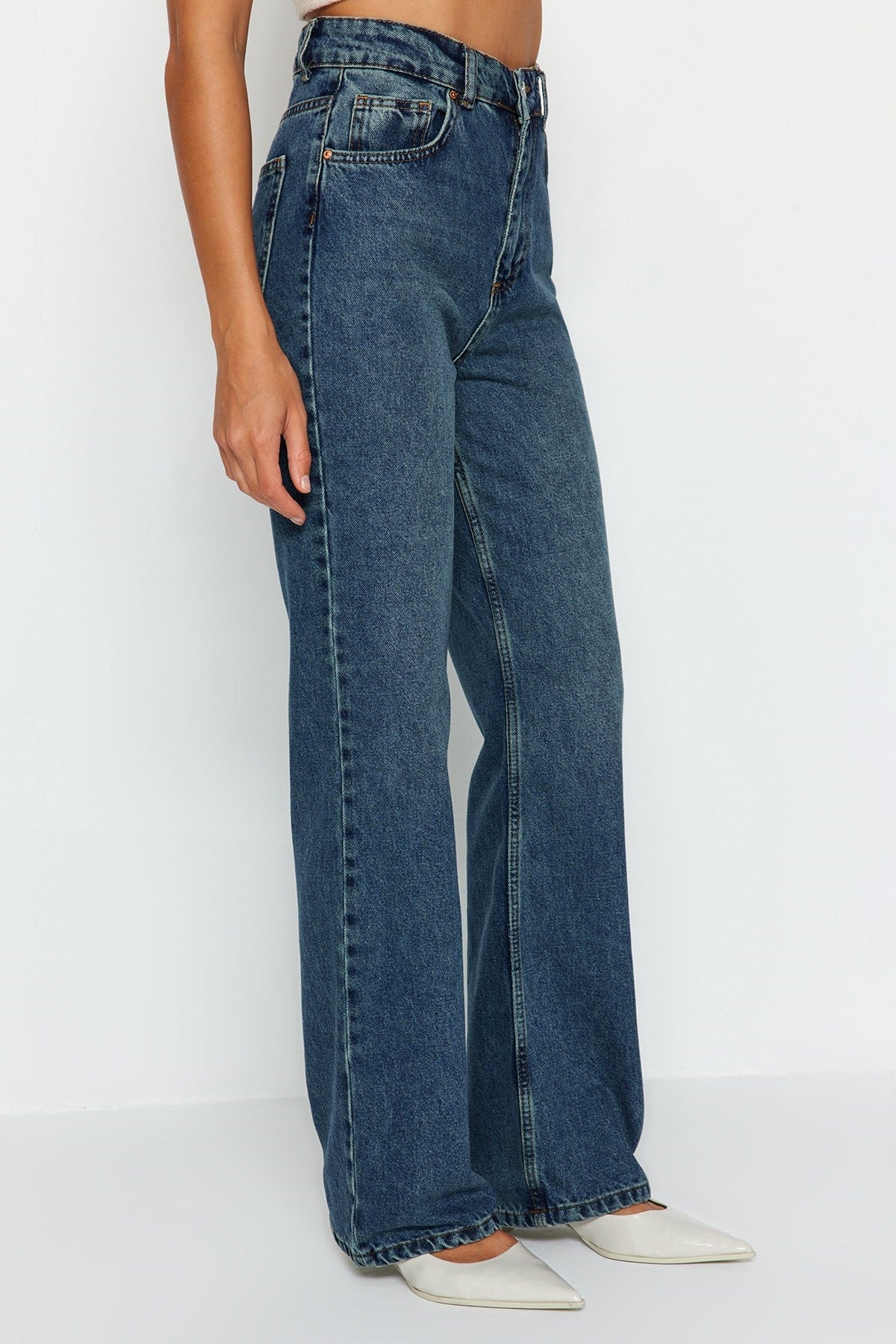 Blue High Waist Wide Leg Jeans Twoaw24je00184