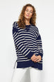 Beige Casual Pattern Striped Knitwear Sweater Tctaw24ak00172