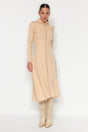 Camel Karyoka Stitched A-cut/bell Form Thessaloniki/knitwear Look Midi Knit Dress Twoaw24el00333