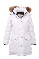 Women's Long Removable Fur Hooded Padded Windproof Water Repellent Inflatable Coat 8645 Gfx8645