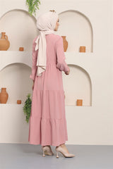 Ruffle Button Aerobin Dress Pink 8806