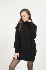 Turtleneck Balloon Sleeve Tunic Iklm-7258k24