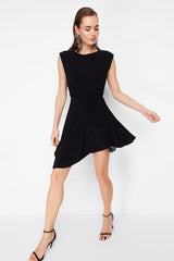 Black Waisted Skater Dress Tprss24el00099