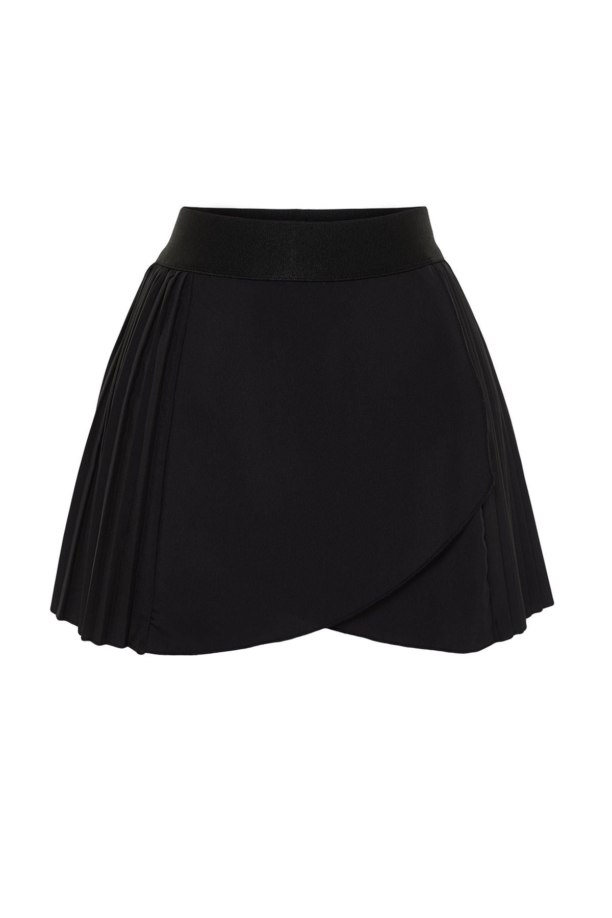 Premium Black Micro Pleated 2 Layer Inside Shorts Pocket Tennis Knitted Sports Shorts Skirt Thmss24s