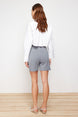 Grey Pleated Velcro Closure Shorts & Bermuda Twoss24sr00008