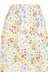 Tile Slit Detailed Floral Pattern Viscose Fabric Midi Woven Skirt Twoss20et0230