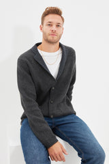 Anthracite Men's Regular Fit Men's Collar Knitwear Cardigan Tmnaw22hi0140