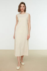 Beige Sleeveless Dress Liner-lining Tctss21uk0034