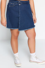 Dark Blue High Waist Skirt Tipped Tassel Shorts Skirt Tbbss23ap00008