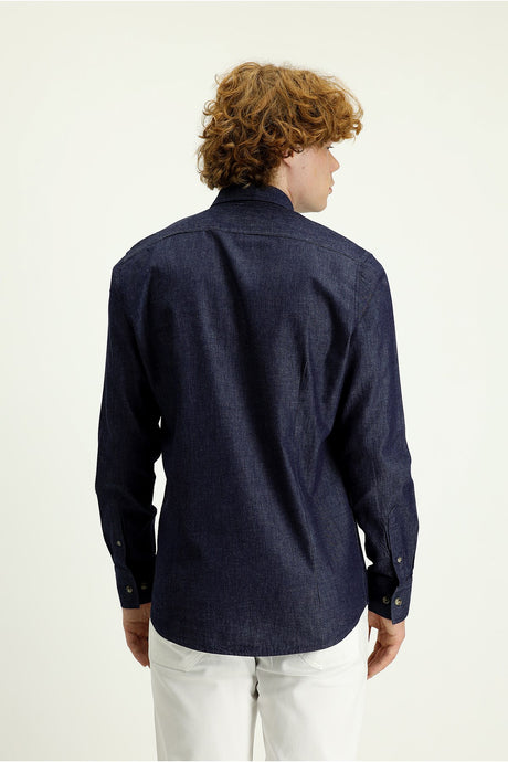 Long Sleeve Slim Fit Denim Cotton Shirt 507217