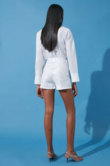 White Shiny Metallic Printed Shorts & Bermuda Twoss24sr00029