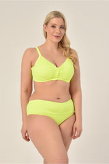 Women's Neon Orange Plus Size Booster Slip Ruffle Stylish Bikini Set 20231989