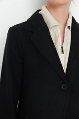 Black Fitted Long Wool Cashmere Coat Twoaw21kb0016