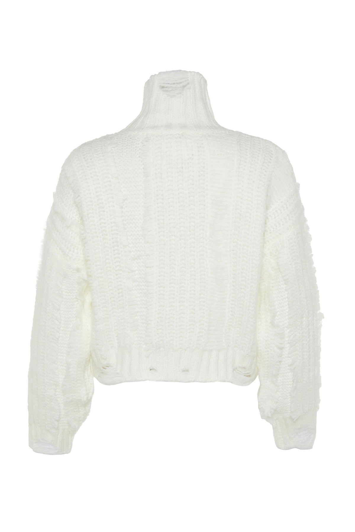 Ecru Crop Soft Textured Turtleneck Knit Sweater Twoaw24kz00215