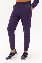 Women Purple High Waist Polarized Jogger Thick Solid Color Winter Rubber Leg Sweatpants 0439 Tb22wl0