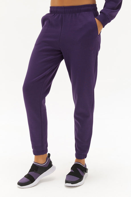 Women Purple High Waist Polarized Jogger Thick Solid Color Winter Rubber Leg Sweatpants 0439 Tb22wl0