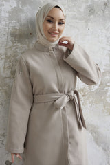 Nomira Stone Detail Belted Cashmere Absorber - Milk Coffee Ms00lm29922