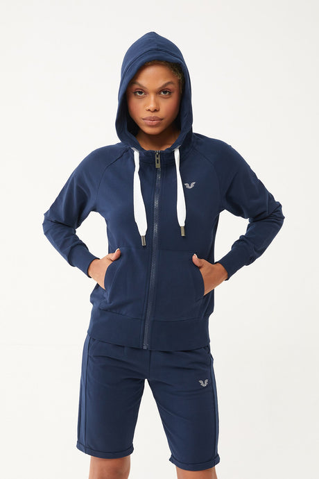 Women's Salmon Organic Cotton Zipper Hooded Sports Tracksuit Top 0728 Tb23wy06s0728-1