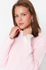 Pink Sleeve Pearl Detailed Knitwear Sweater Tctaw23ak00027