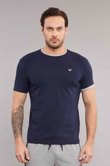 Men's Black Knitted Cotton Crew Neck Basic Solid Color Short Sleeve Sport&casual T-shirt 2374 Tb18ma