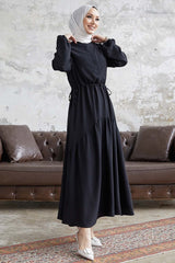 Merya Tunnel Belt Soft Ayrobin Dress - Black Ms00mb09092