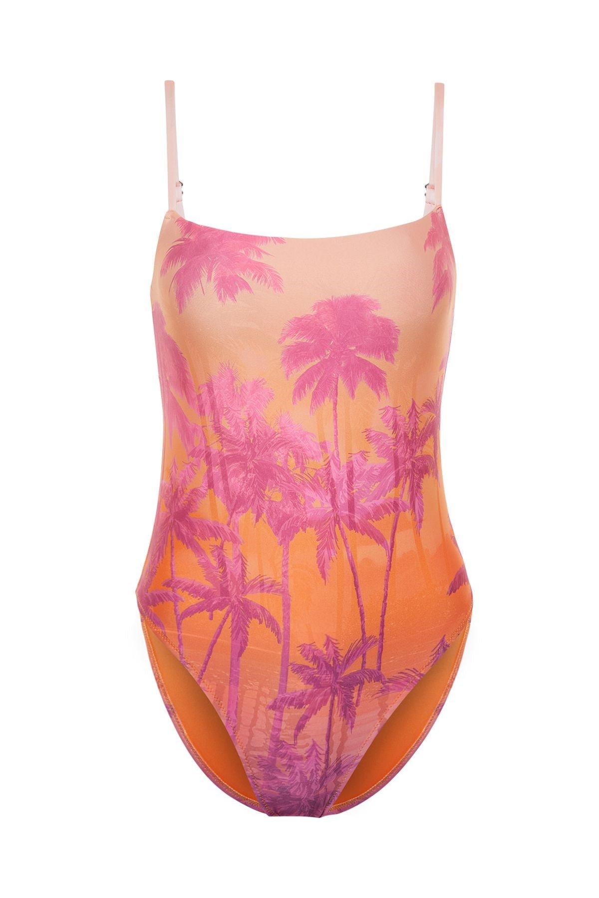 Tropical Print Square Neckline Regular Swimsuit Tbess24ma00135