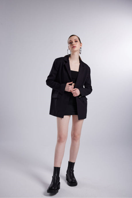 Panky Blazer Jacket With Padded Pockets Black Hlpankyblazerjacket