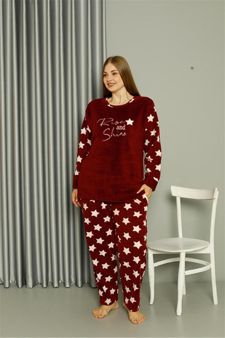 Welsoft Fleece Women Plus Size Powder Pajama Set 808042