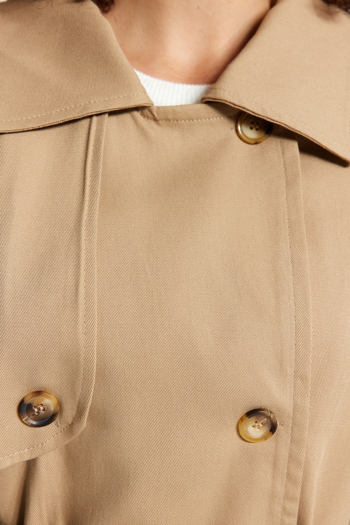 Beige Waist Belted Gabardine Trench Coat Tbbaw24bm00002