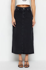 Light Blue Slit High Waist Maxi Denim Skirt Twoss23et00109