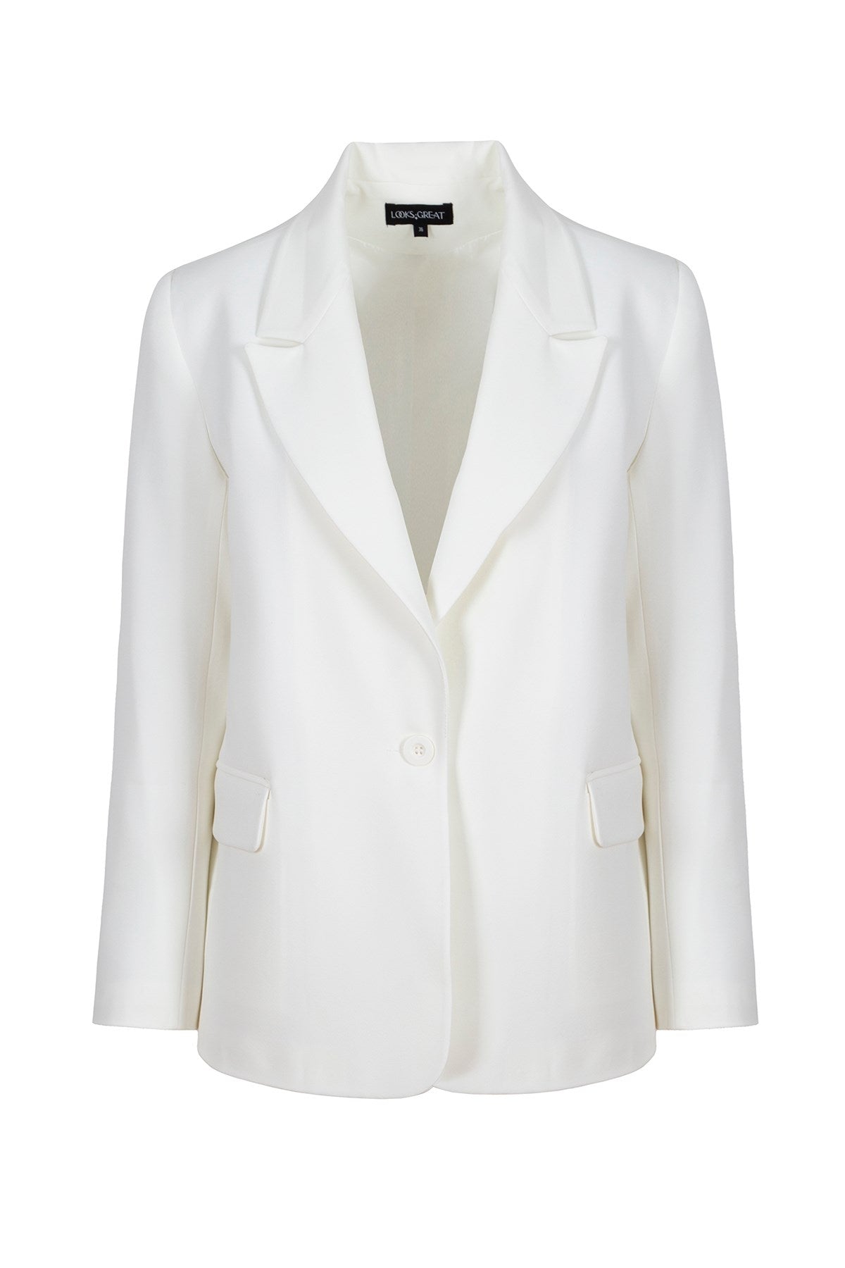 Women's White Single Button Jacket Lg-oz387-tdc Lg-oz387-tdc