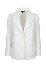 Women's White Single Button Jacket Lg-oz387-tdc Lg-oz387-tdc