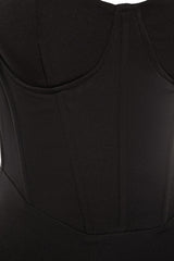 Black Body Fit Lined Woven Elegant Evening Dress Tpraw23el00052