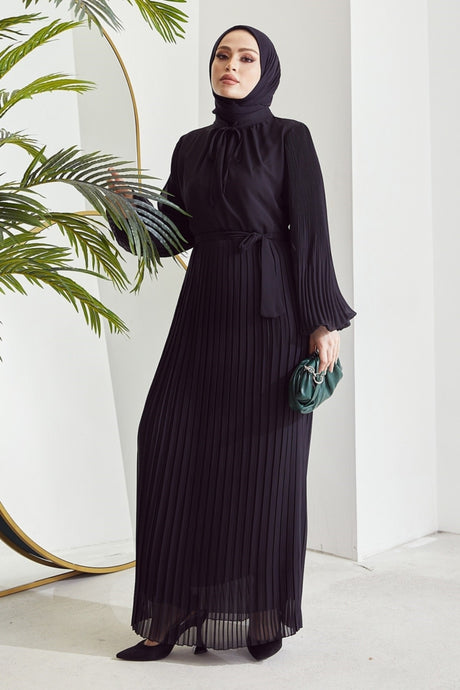 Original Sleeves Pleated Chiffon Burkini Dress - Black Ms00an03030