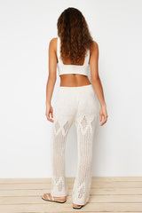 Stone Opened/perforated Bohemian Wide Leg Pants Twoss24pl00034