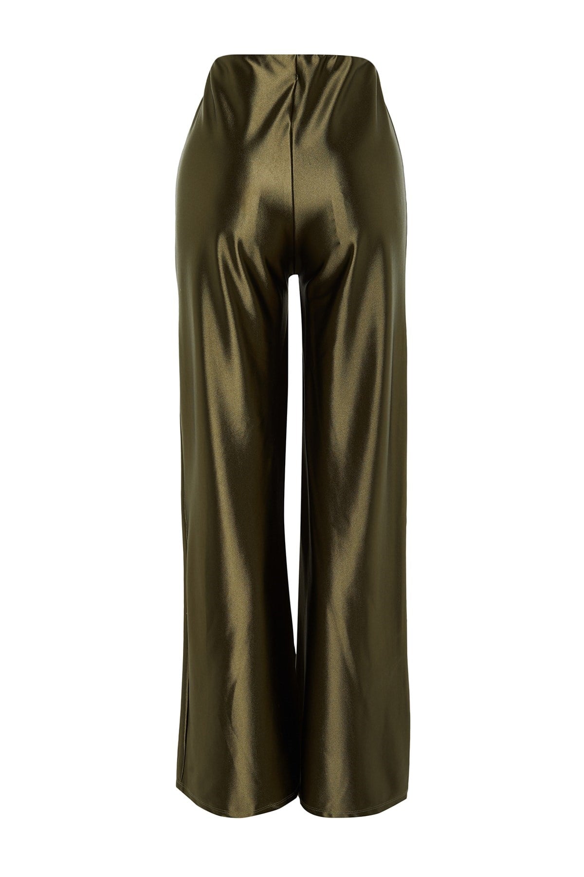 Khaki Premium Satin Wideleg/wide Leg Knit Pants Twoaw24pl00064