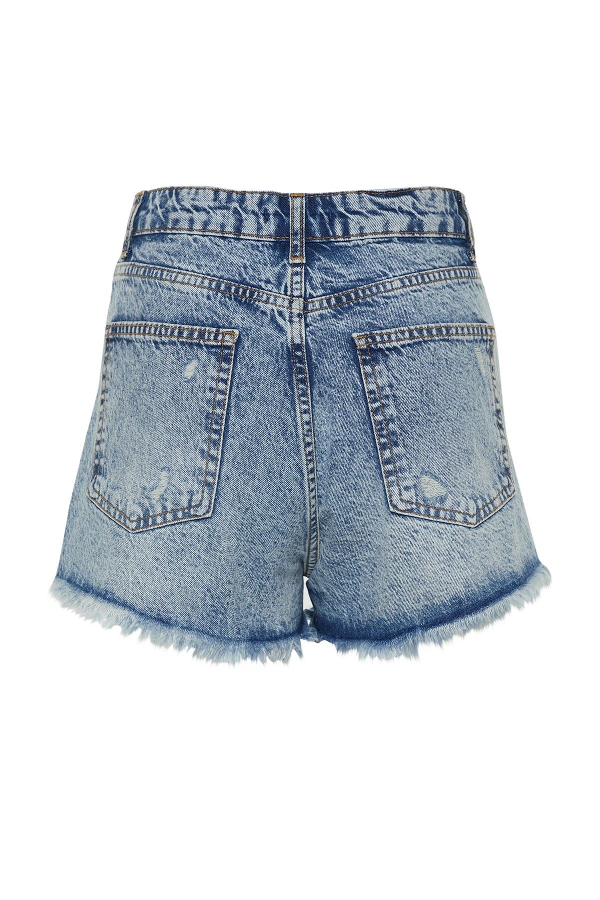 Blue Ripped Detailed Denim Shorts & Bermuda Twoss23sr00207