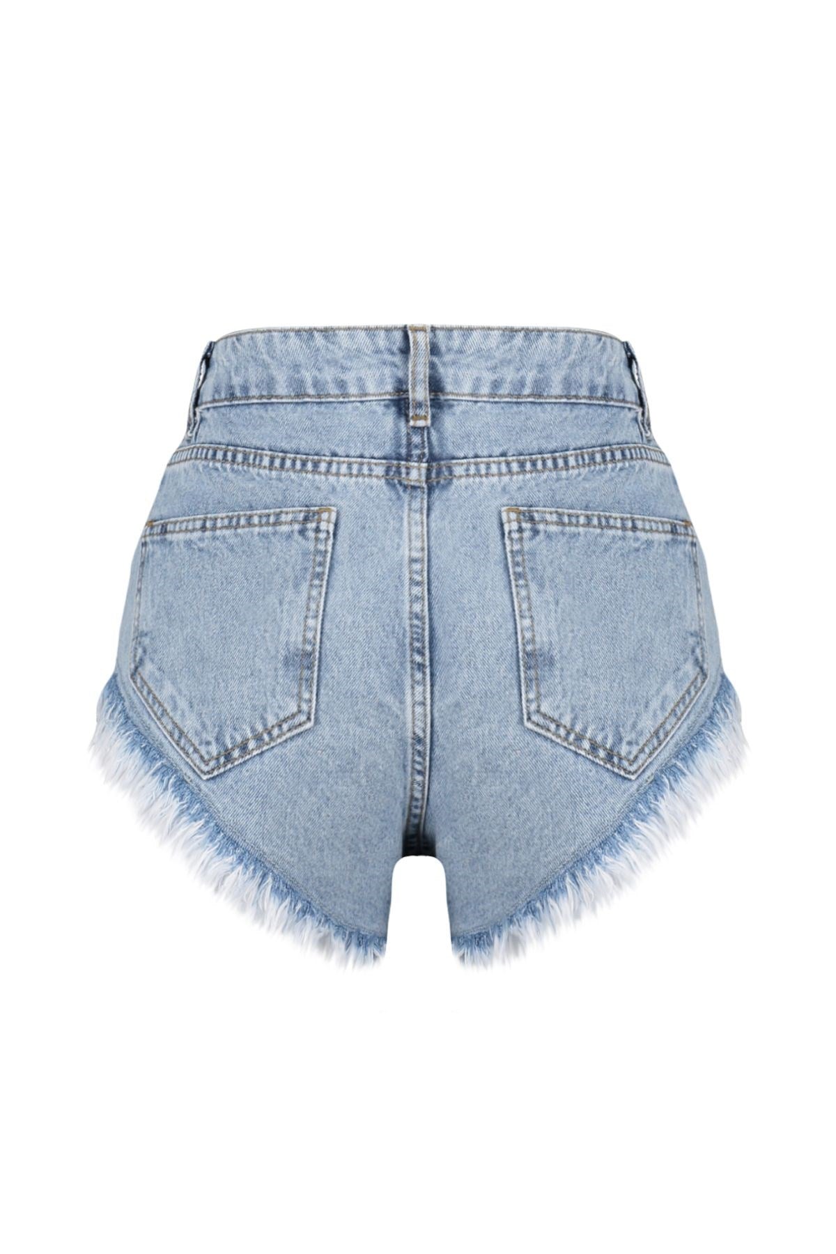 Blue Denim Tassel Denim Shorts & Bermuda Tbess24sr00004