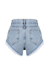 Blue Denim Tassel Denim Shorts & Bermuda Tbess24sr00004