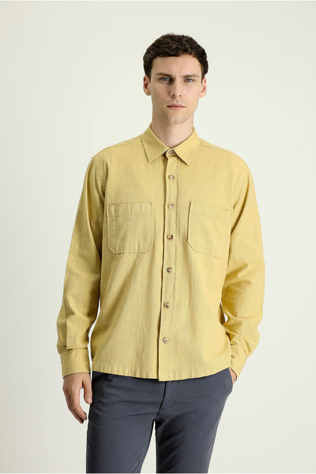 Long Sleeve Regular Fit Cotton Sport Shirt With Pockets 489969