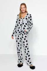 Viscose Woven Pajama Set With Ecru Heart Thmaw21pt0936