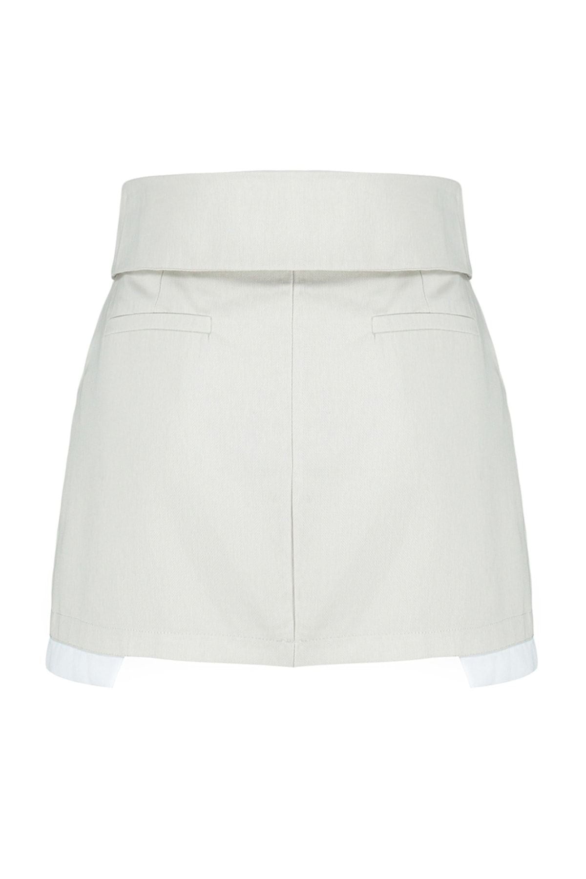 Beige Visible Pocket Bagged Woven Shorts Skirt Twoss23sr00324