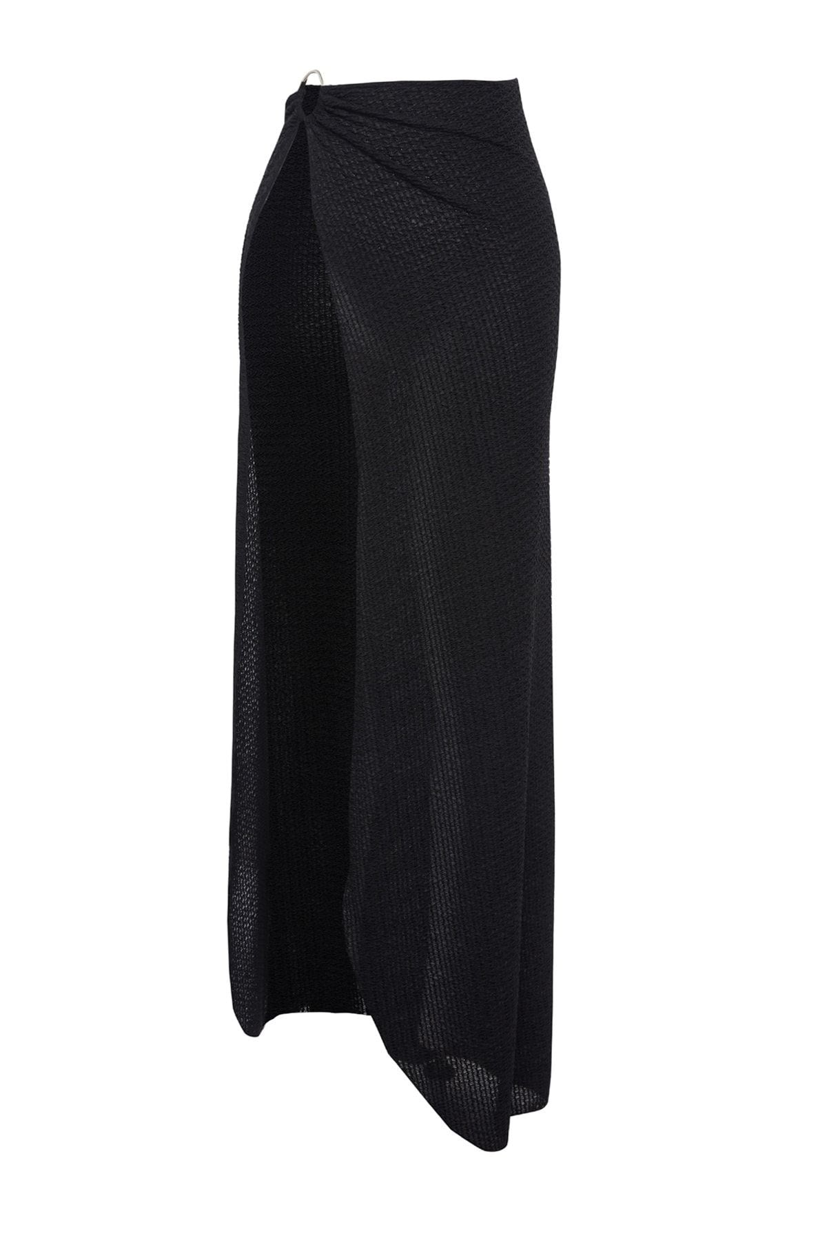 Black Maxi Woven Accessory Skirt Tbess23et00015